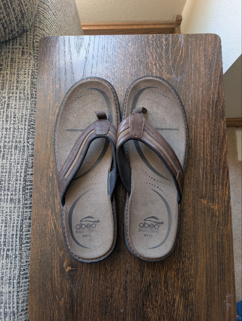 ABEO Baird Brown Leather Straps Arch Support Thong Sandals